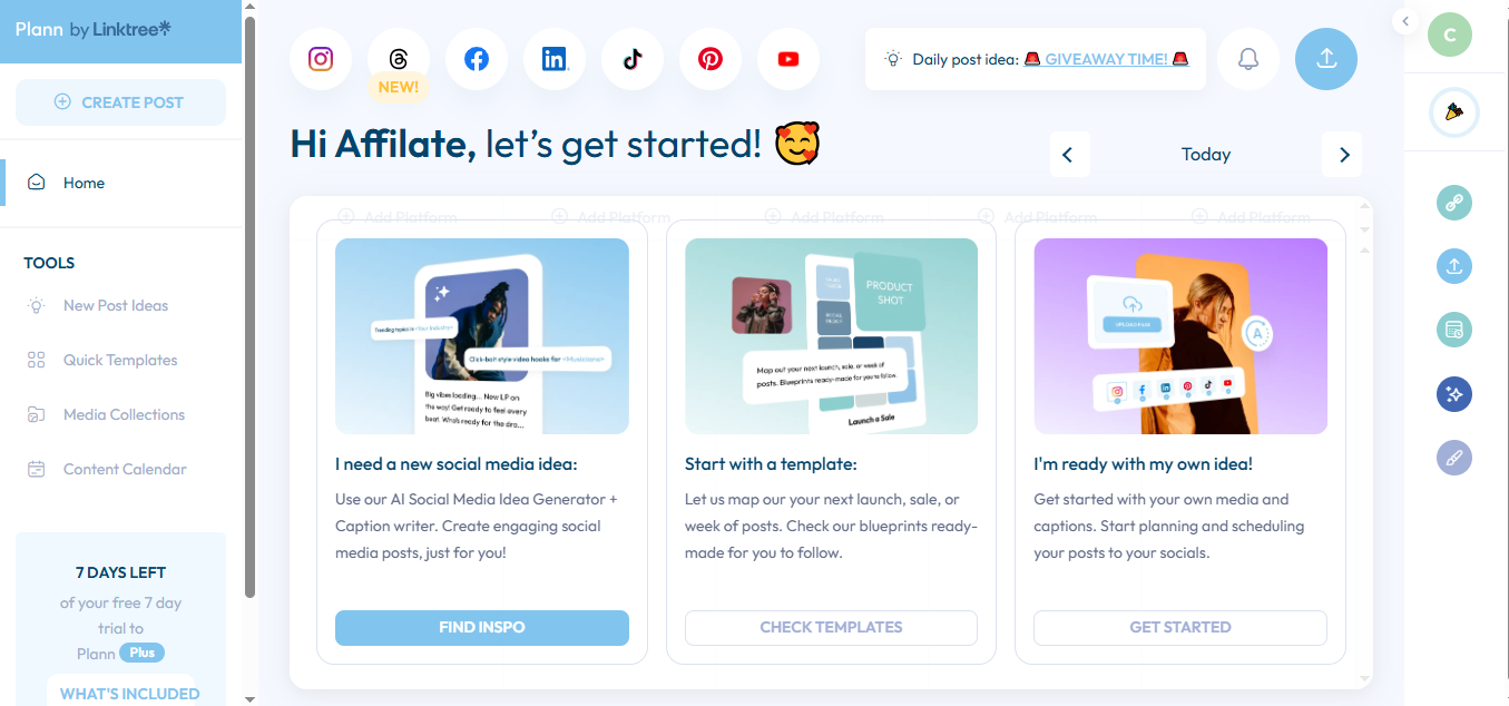 Plann (AI) product screenshot