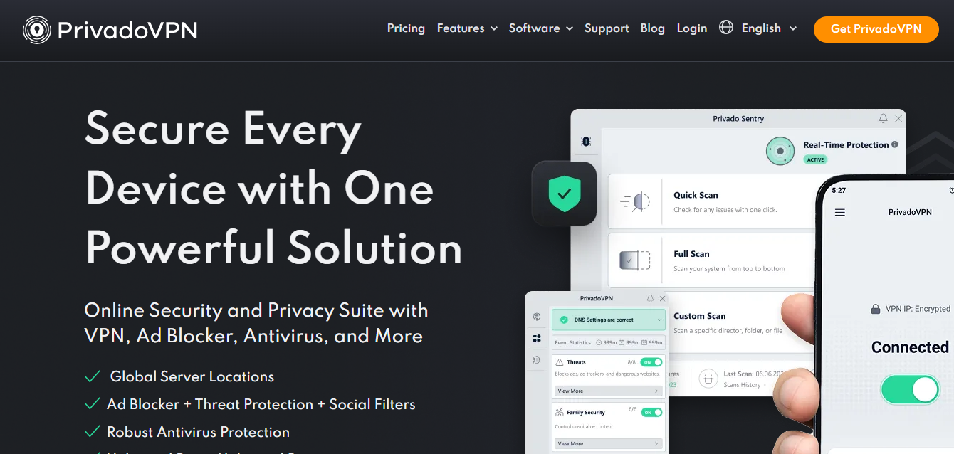 PrivadoVPN product screenshot