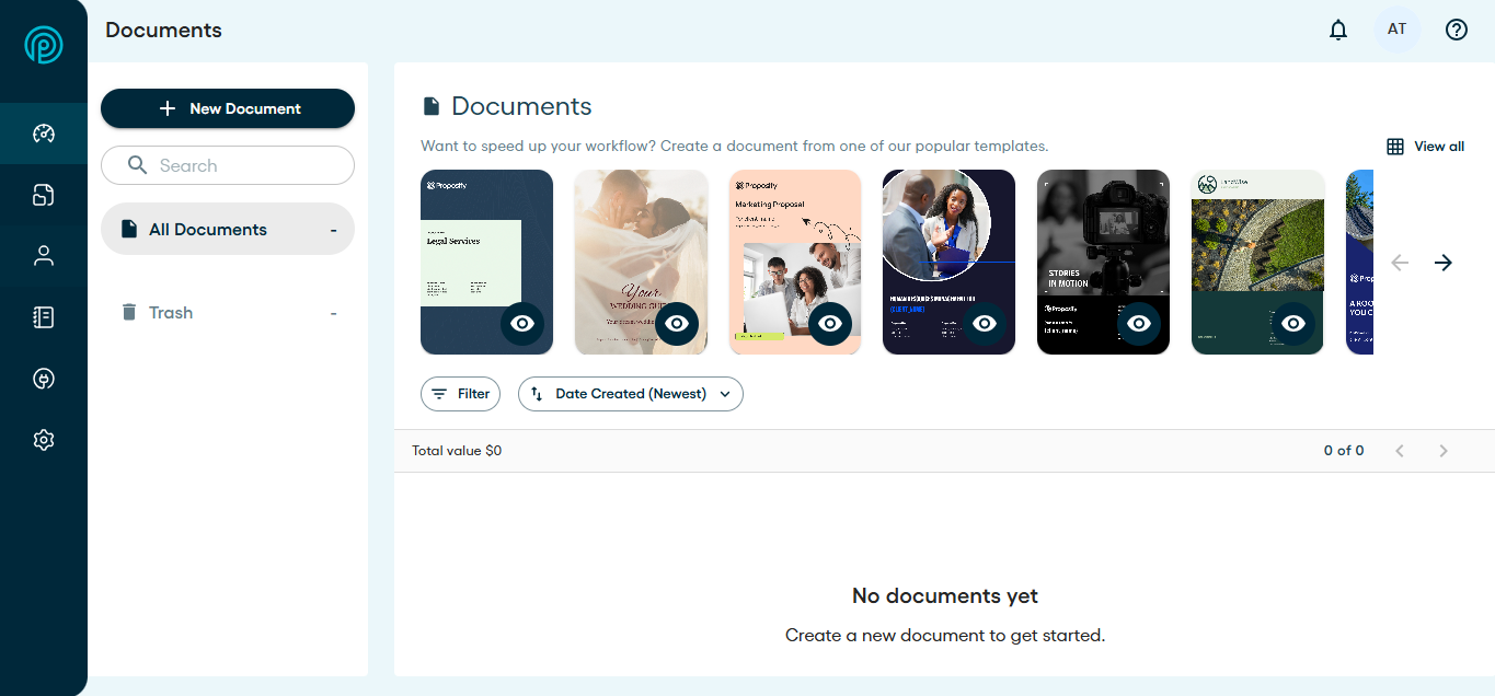 Proposify product screenshot