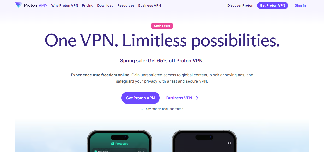 Proton VPN product screenshot