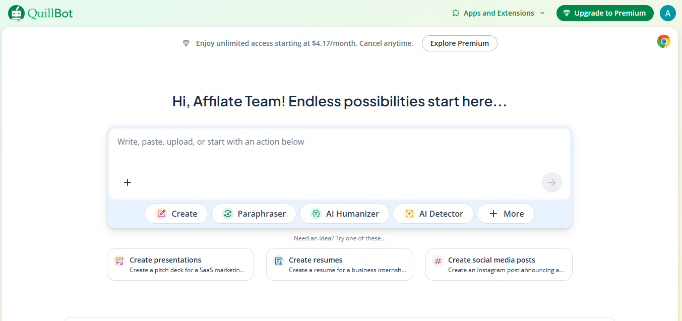 QuillBot product screenshot