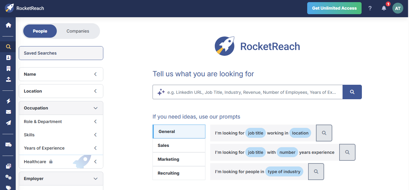 RocketReach (AI) product screenshot