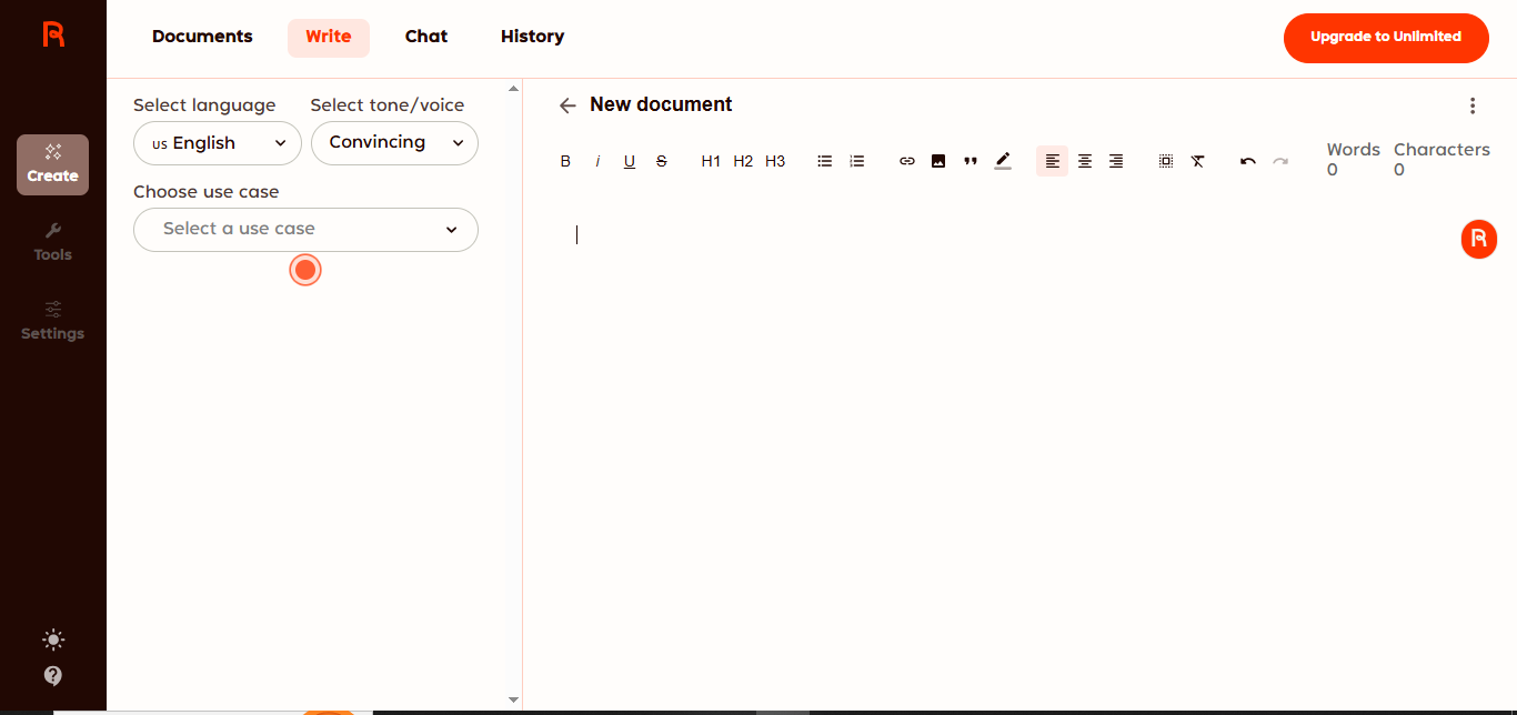 Rytr (AI) product screenshot