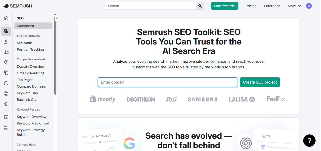 Semrush product screenshot