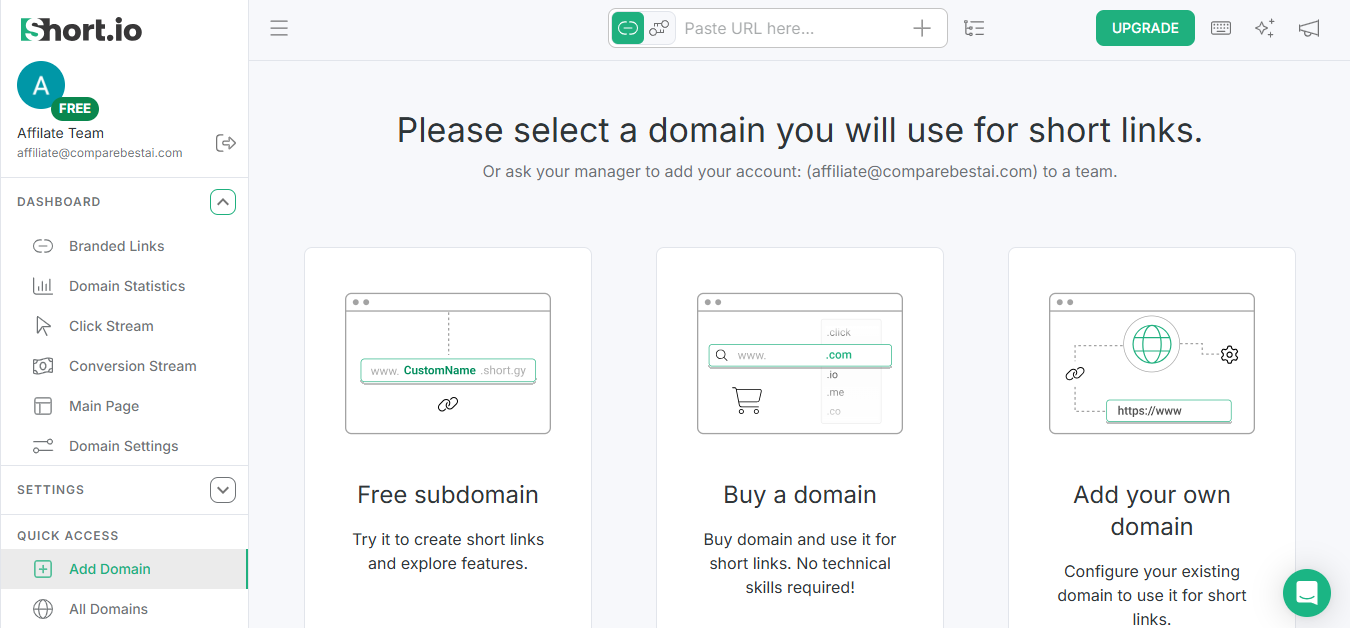 Short.io product screenshot