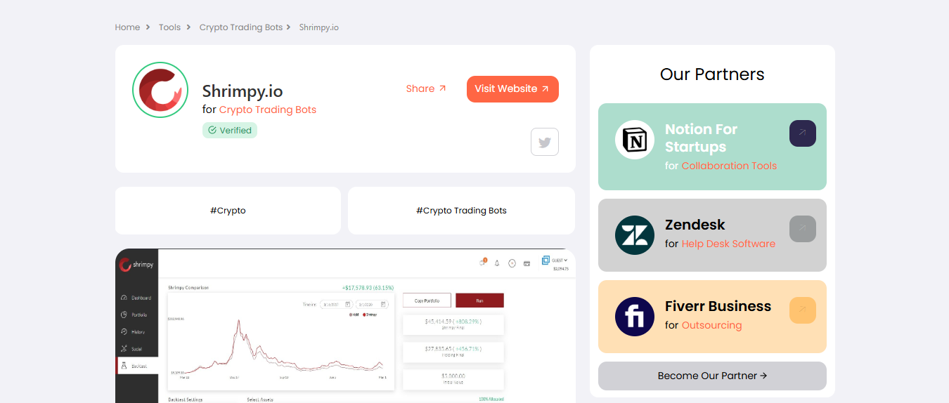 Shrimpy product screenshot