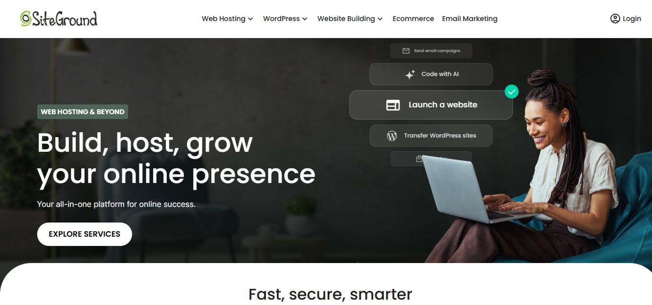 SiteGround product screenshot