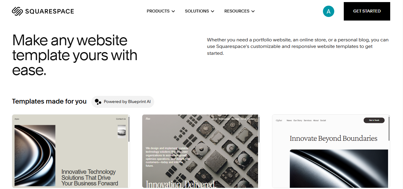 Squarespace (AI) product screenshot