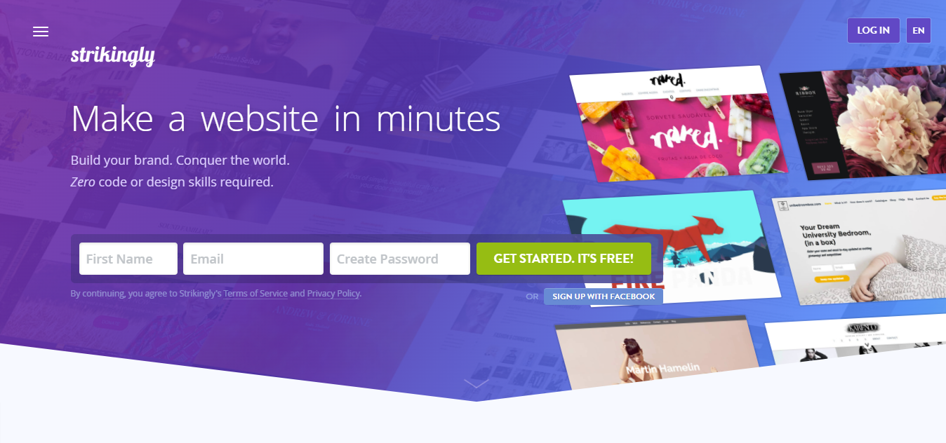 Strikingly product screenshot