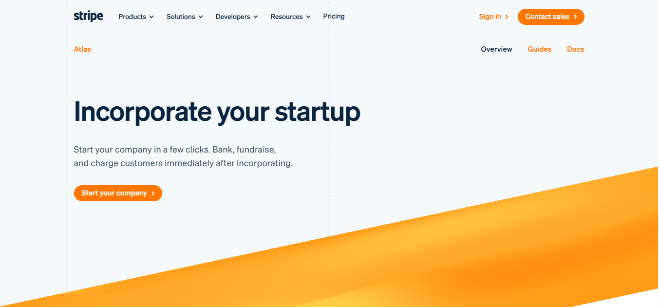Stripe Atlas product screenshot