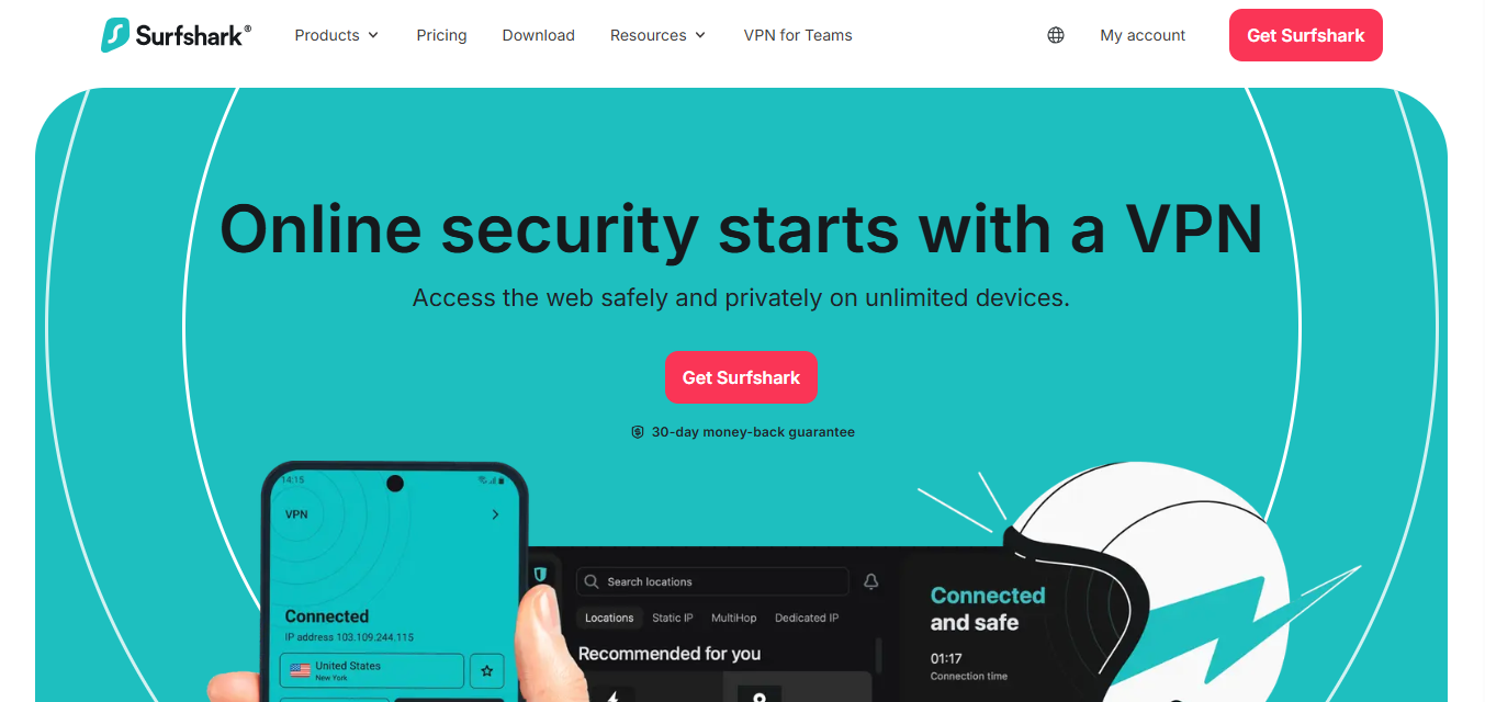 Surfshark product screenshot