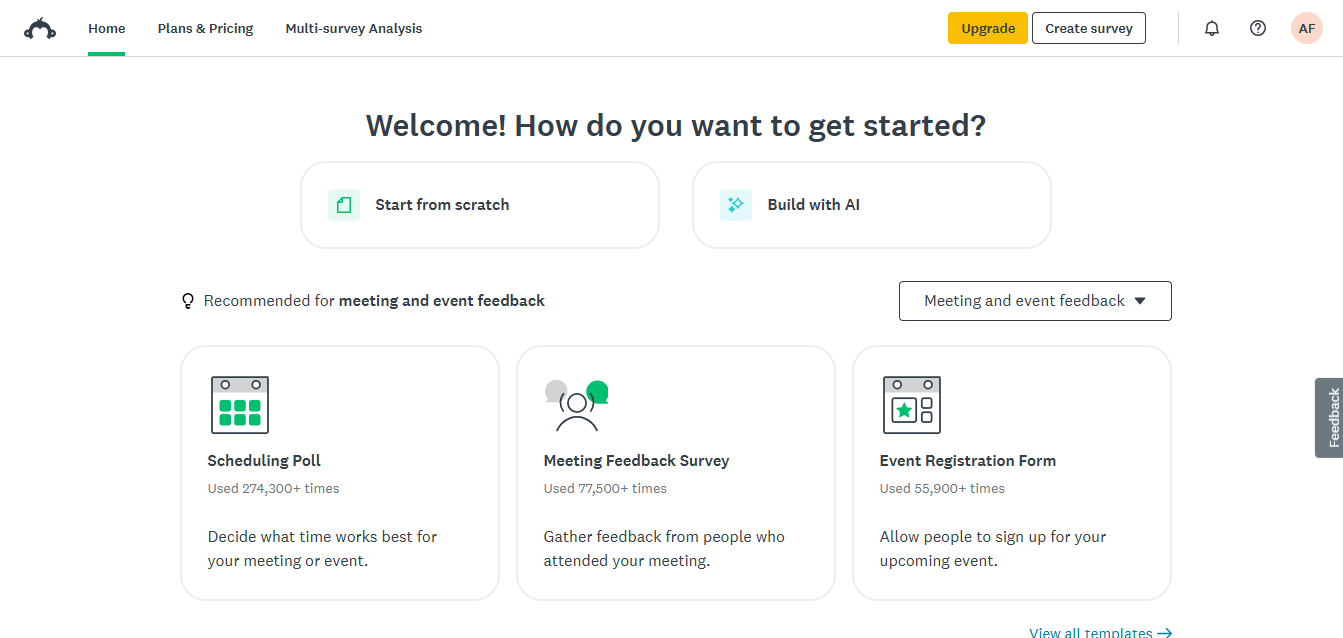 SurveyMonkey (AI) product screenshot