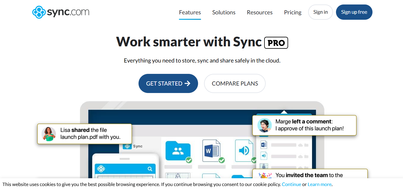 Sync.com product screenshot