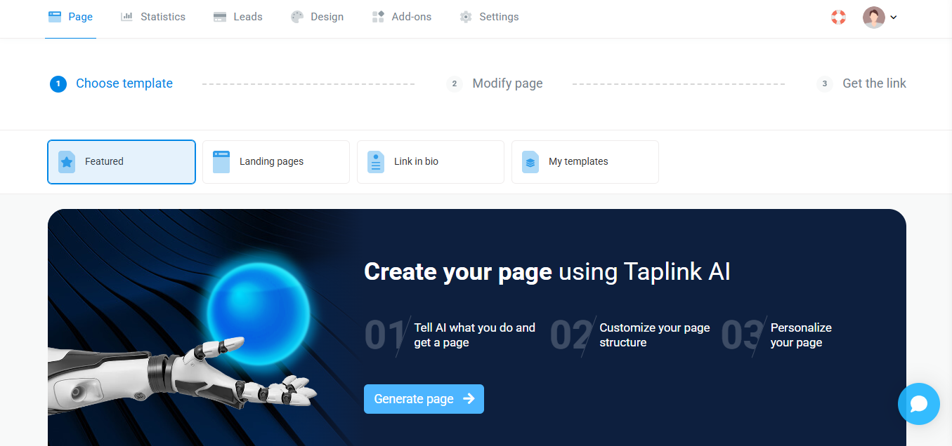 Taplink product screenshot