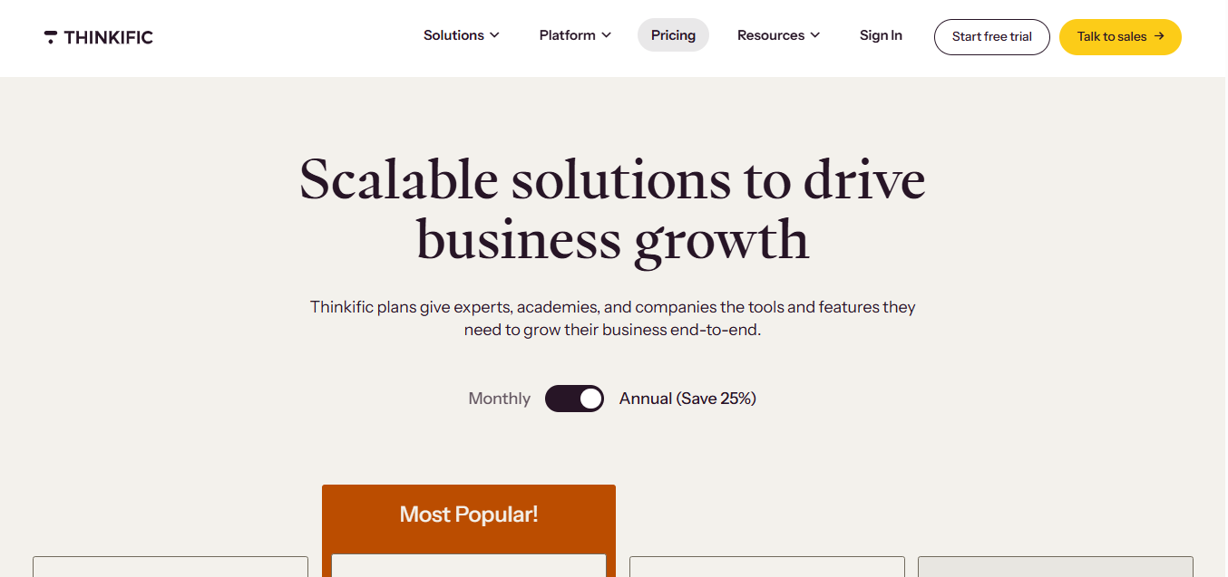 Thinkific (AI) product screenshot