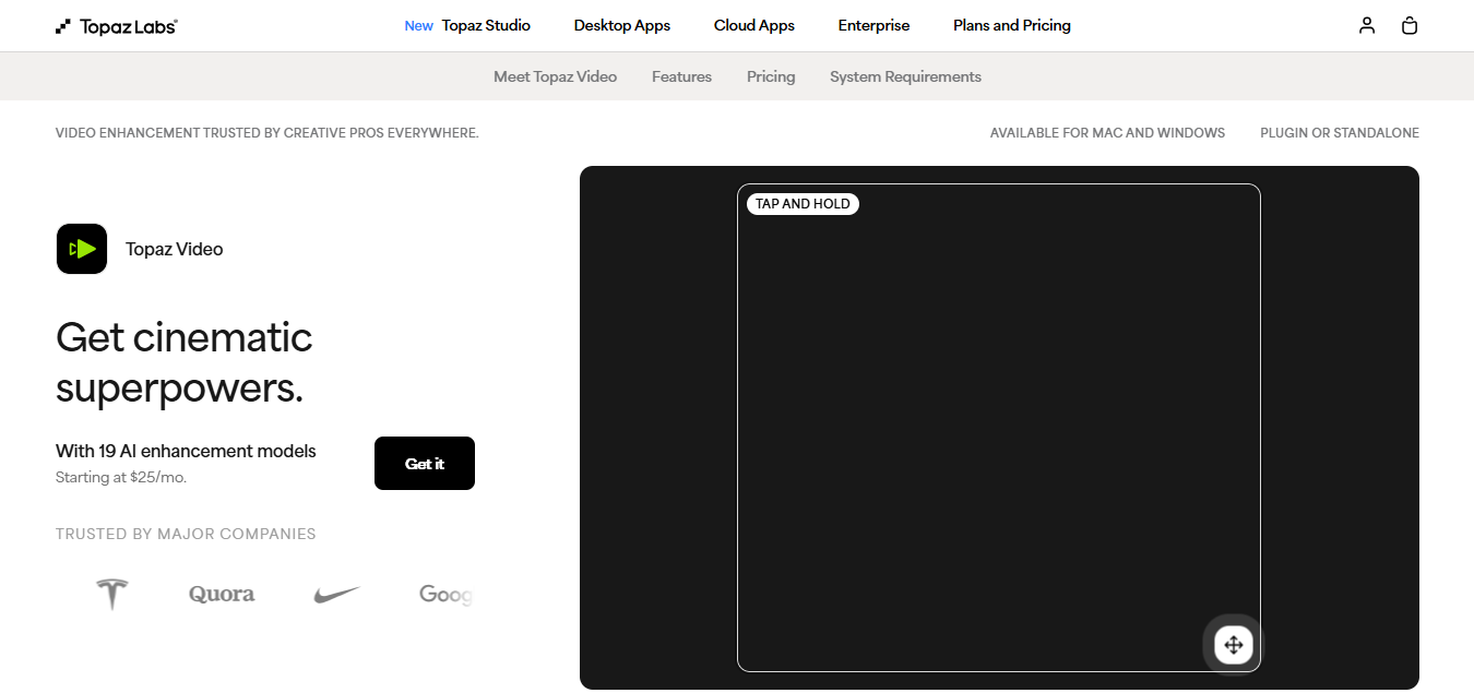 Topaz Video AI product screenshot