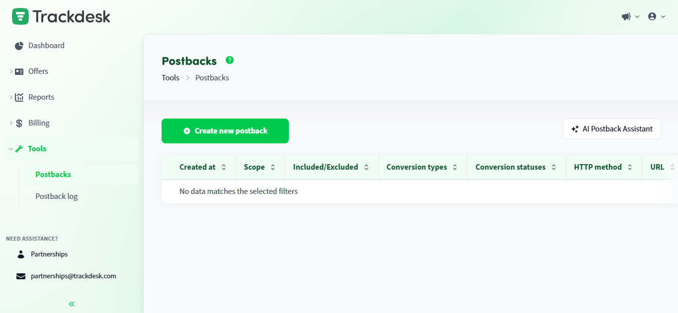 Trackdesk product screenshot