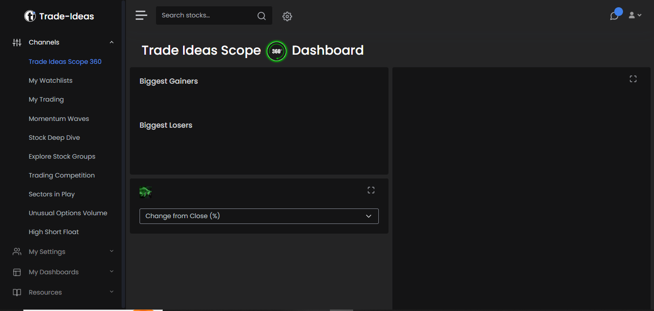 Trade Ideas product screenshot