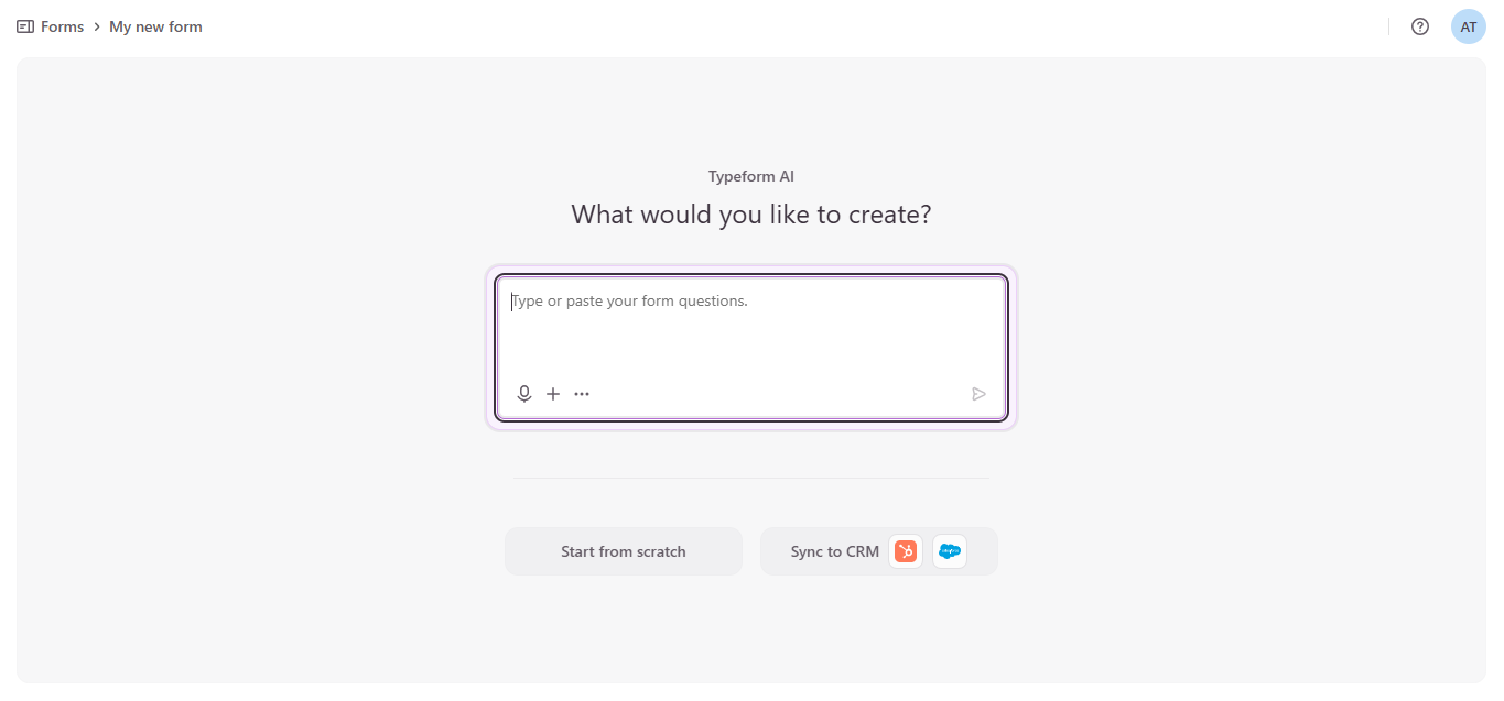 Typeform (AI) product screenshot