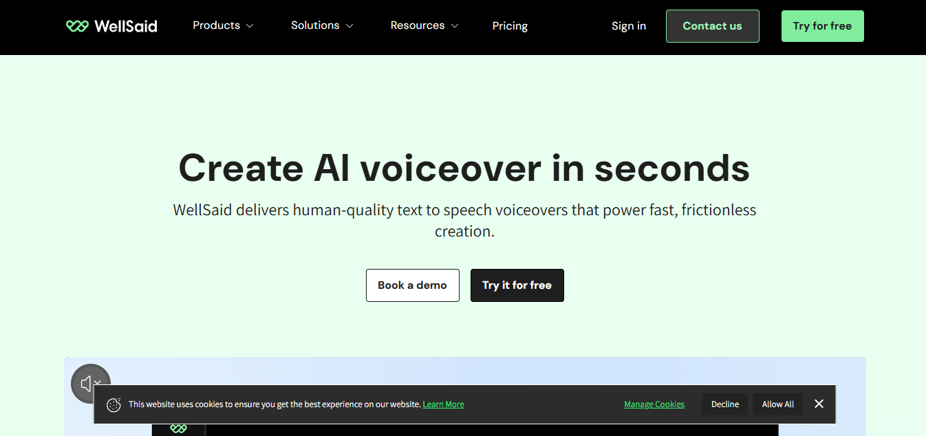WellSaid Labs product screenshot