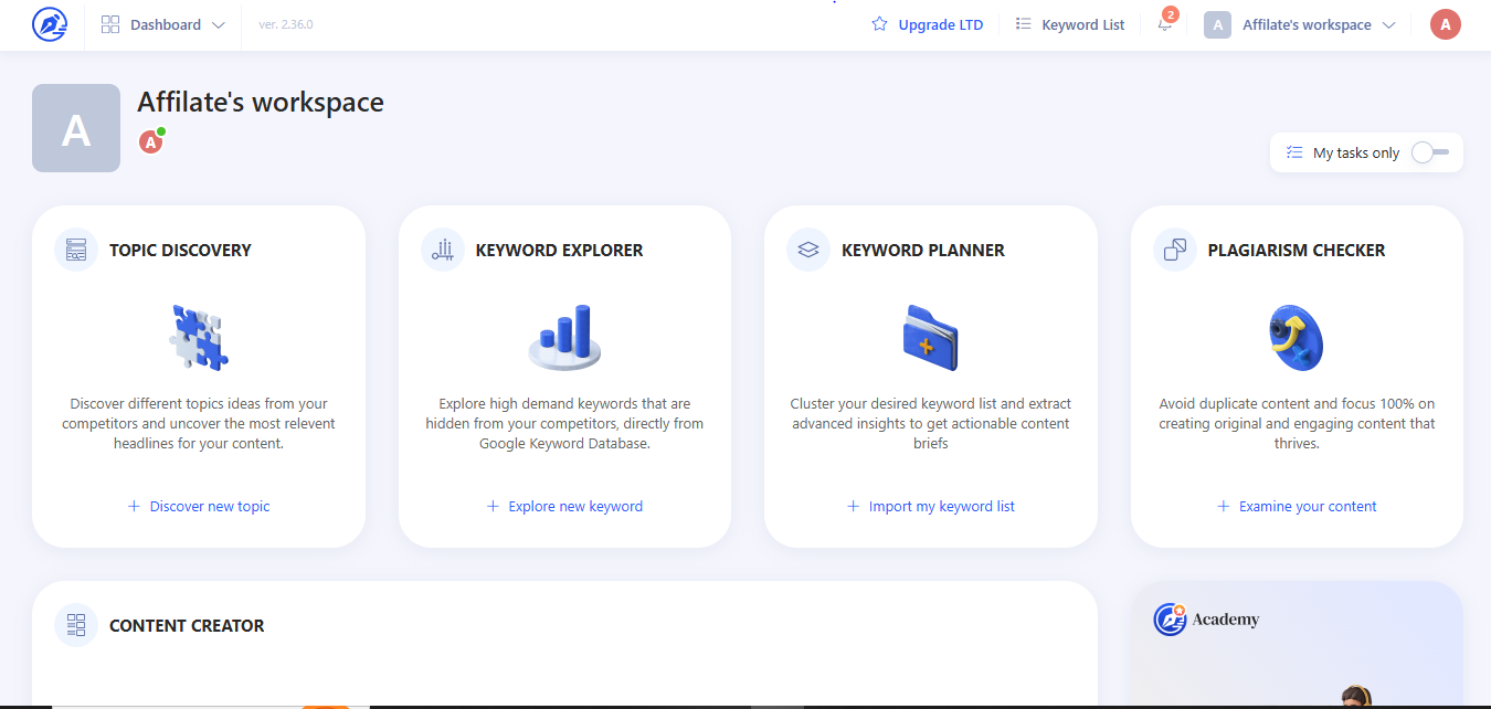 WriterZen product screenshot