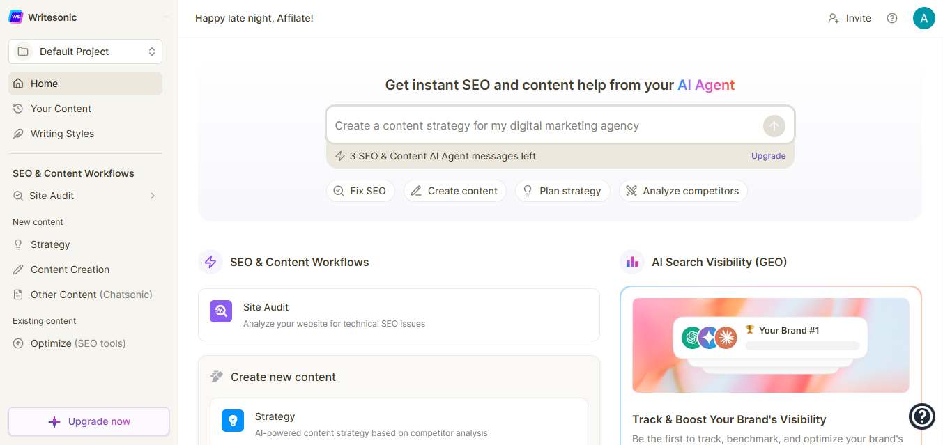 Writesonic product screenshot
