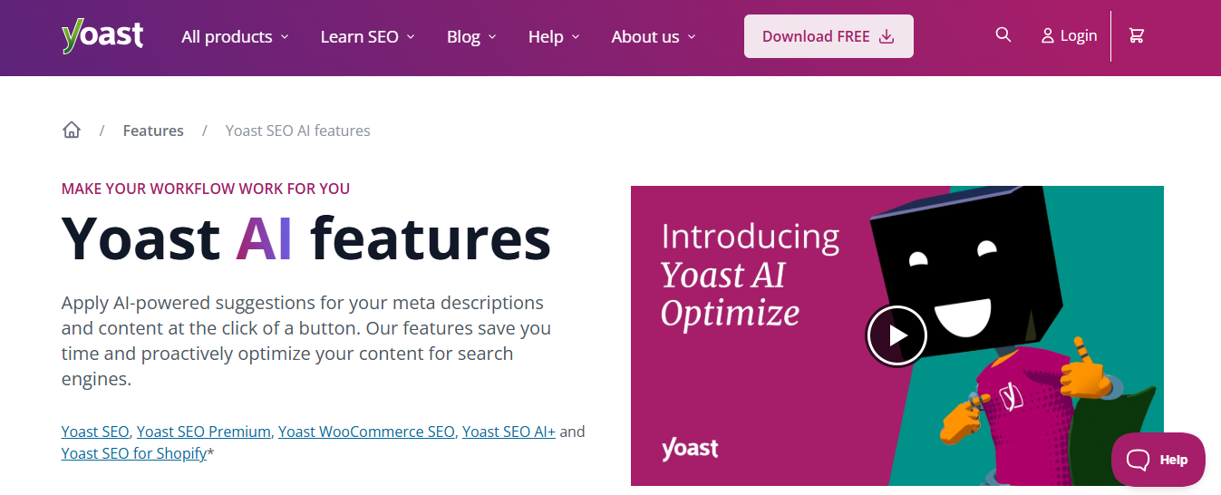 Yoast SEO (AI) product screenshot