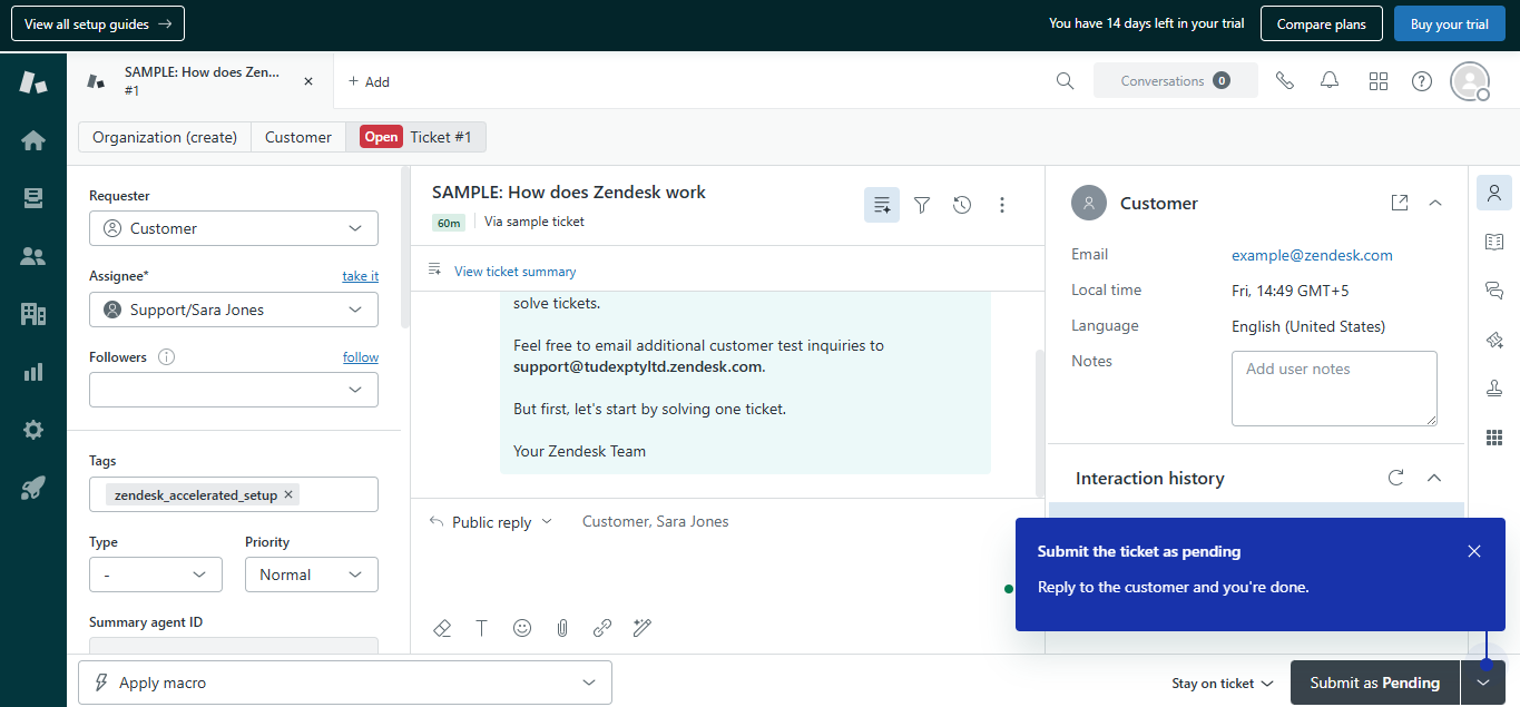 Zendesk (AI) product screenshot