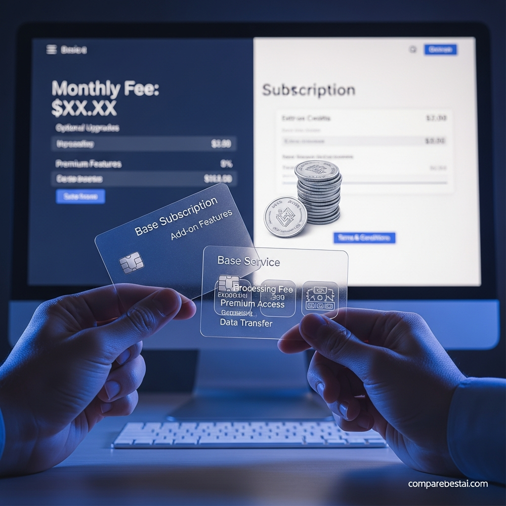 Visual chart showing common hidden costs with AIReel, such as overage fees, extra credits, advanced integrations, and premium templates.