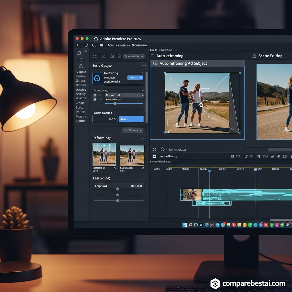 Adobe Premiere Pro interface showing collaborative team video project features and cloud sharing tools