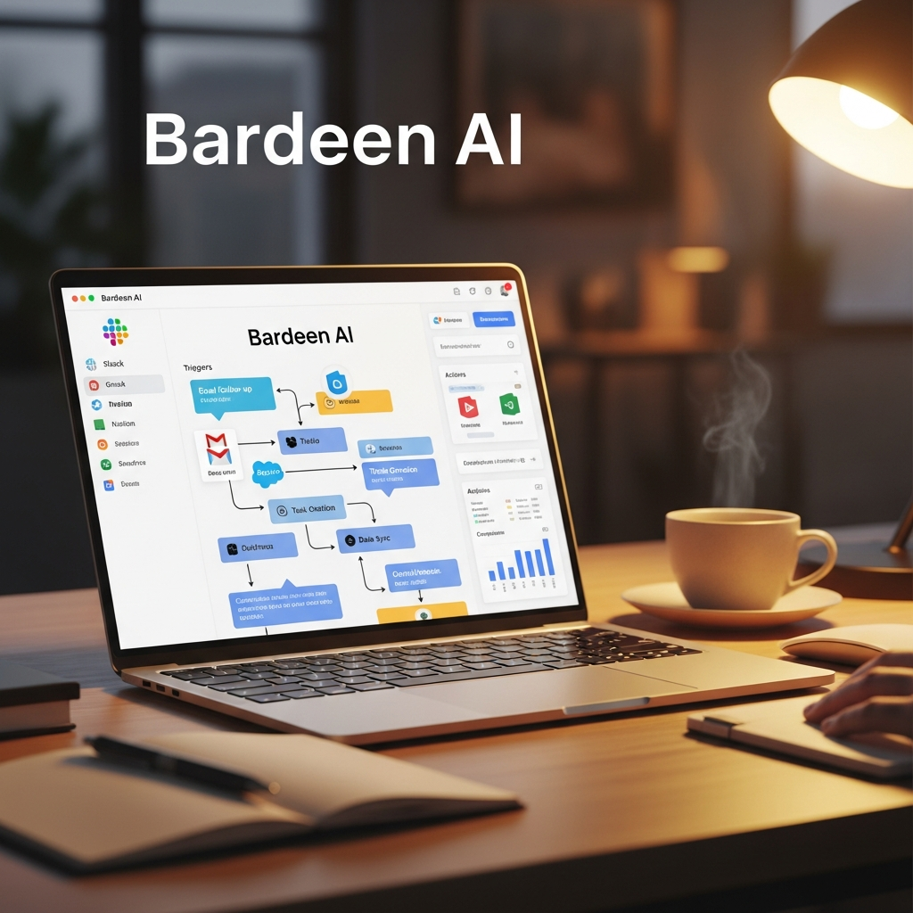 A screenshot showing Bardeen (ai) in use by sales and marketing professionals, highlighting browser automation for data entry and CRM workflows.