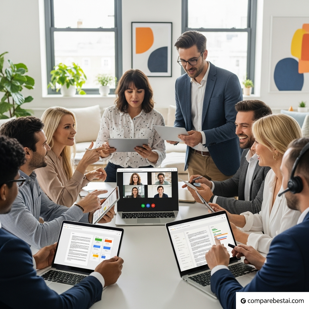 Screenshot of googlews collaboration features highlighting real-time document editing, chat, and sharing options for teams in 2026.