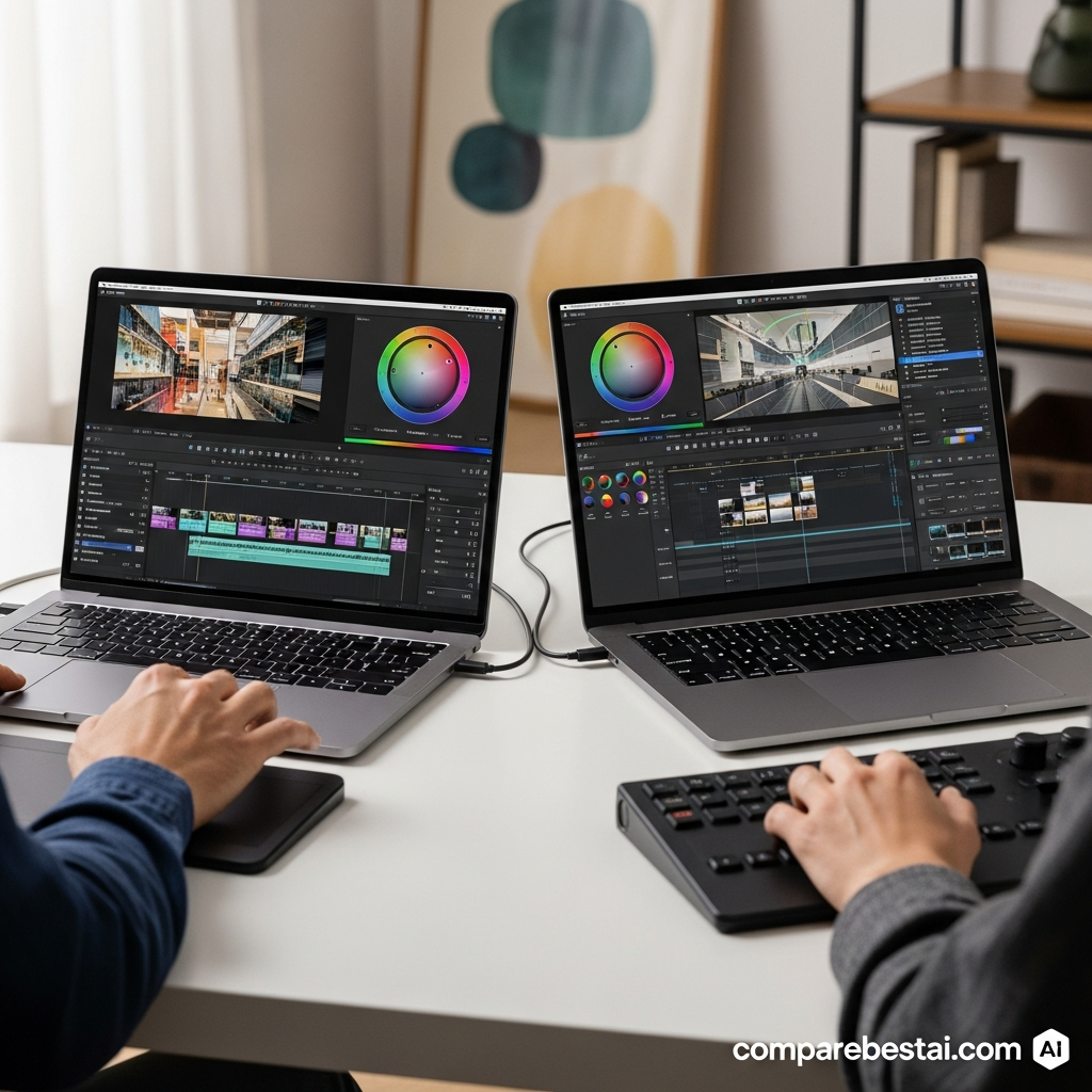 Comparison diagram showing Morph Studio and LTX Studio feature sets for AI video creation workflows and integrations, 2026