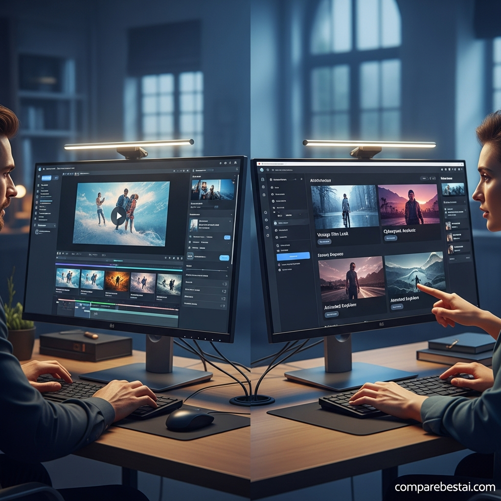 Chart comparing features and output quality of Stable Video Diffusion and Genmo AI for business and creative uses.