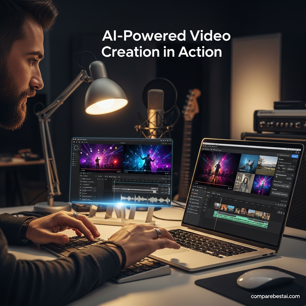 Screenshot of Rotor Videos user interface showing AI video automation workflow, templates, and branding settings