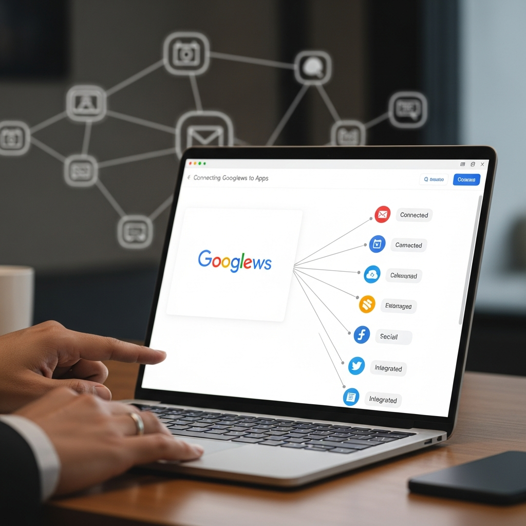 Diagram showing how to connect googlews to popular apps for streamlined productivity and workflow automations, including Office 365 and Slack.