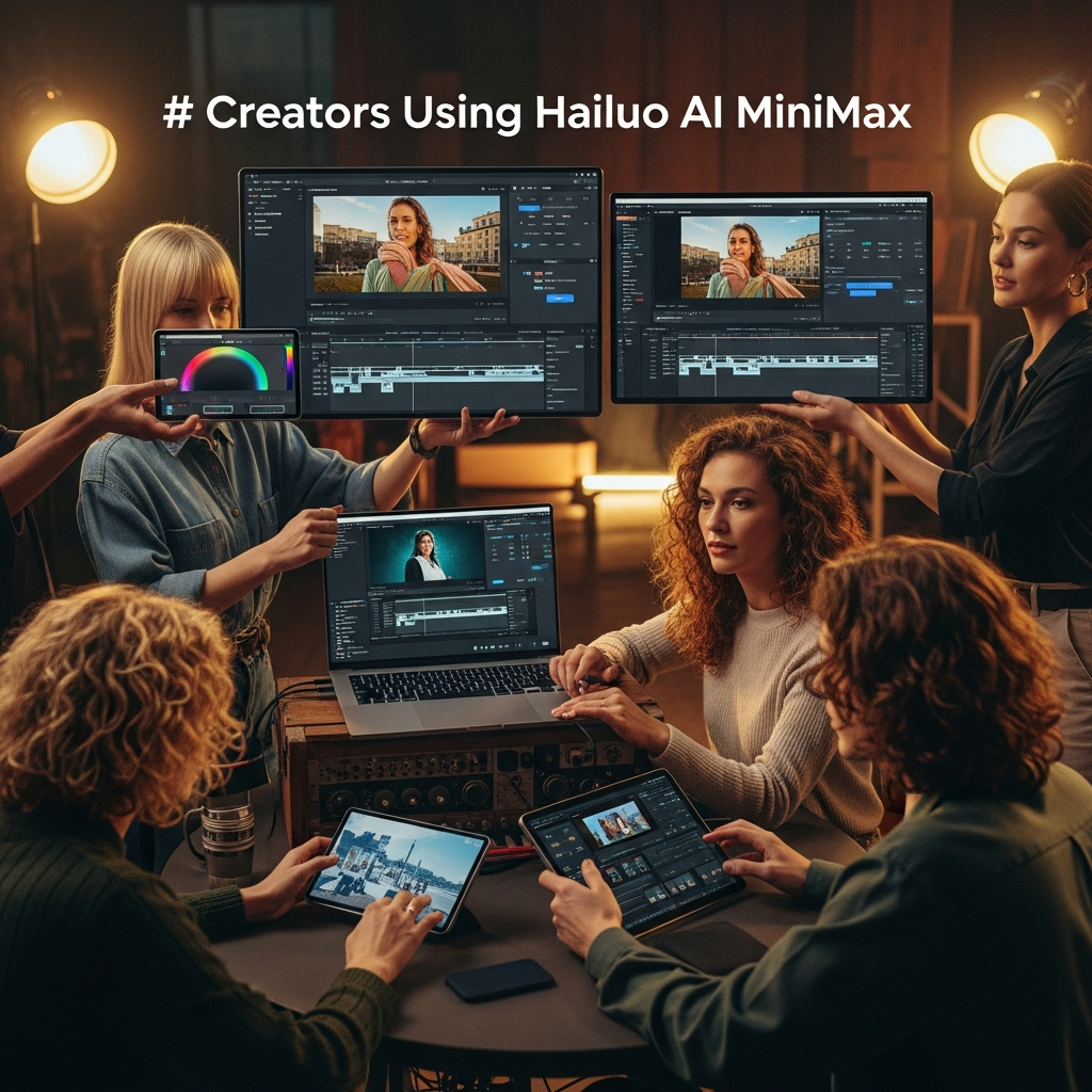 Visual showing Hailuo AI (MiniMax) ideal users such as creators, agencies, and businesses choosing between starter and business plans.