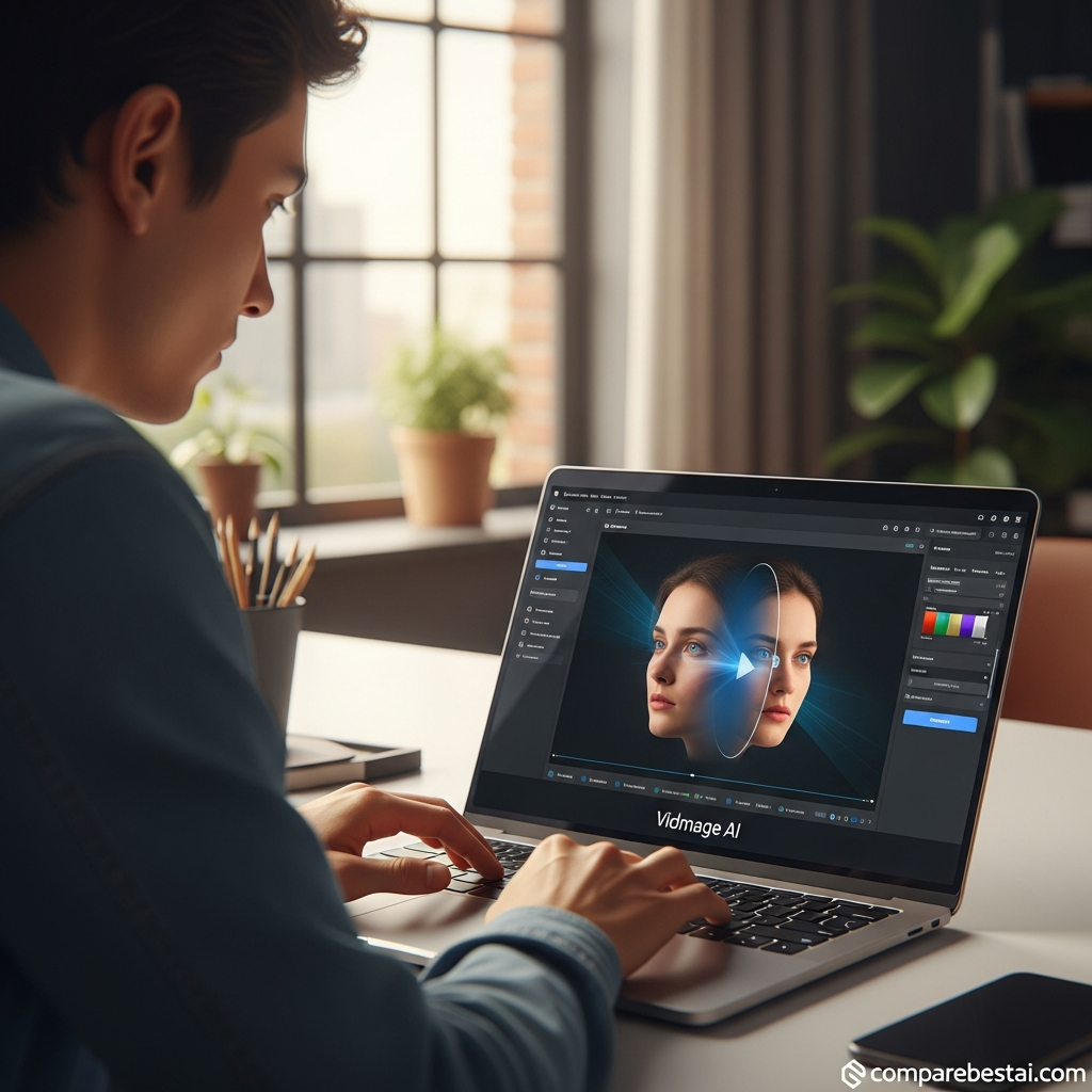 Illustration comparing Vidmage AI face swap privacy and security controls in 2026.