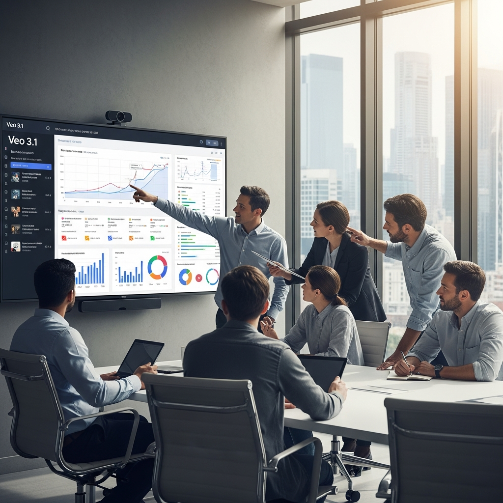 Marketing team using Veo 3.1 to quickly generate video ads and promotional materials, streamlining their campaign workflow and brand consistency.