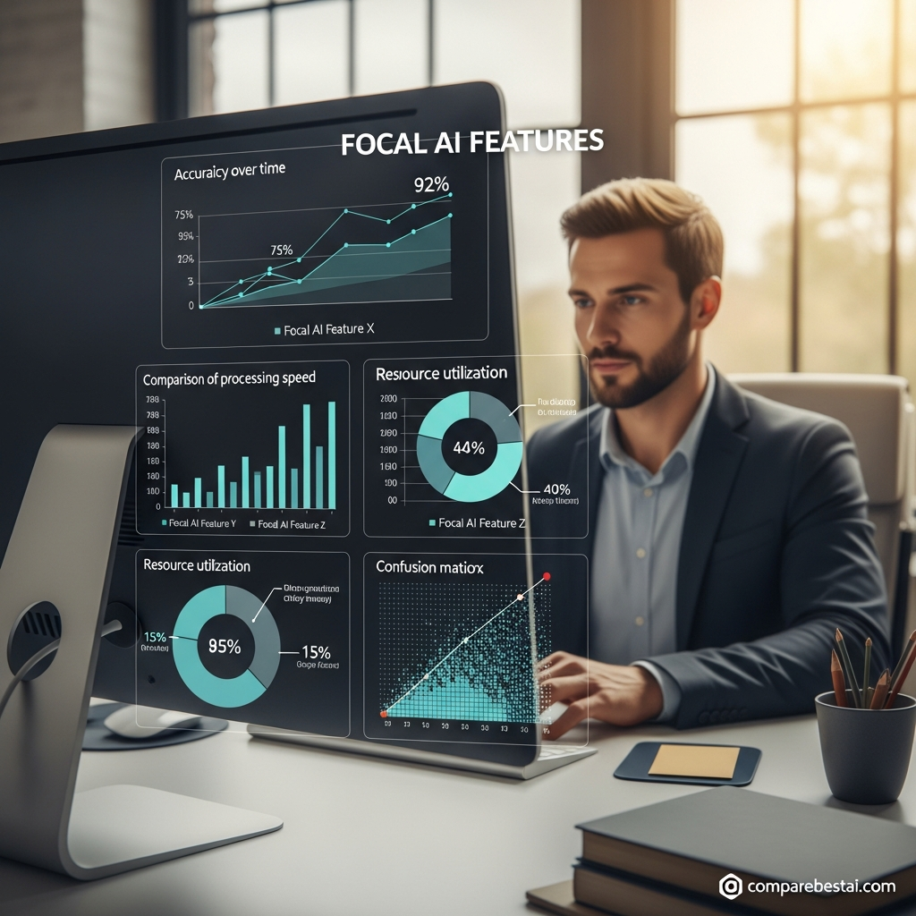 Overview of focal AI features, showing automated captioning, templates, and collaborative tools on Focal's dashboard