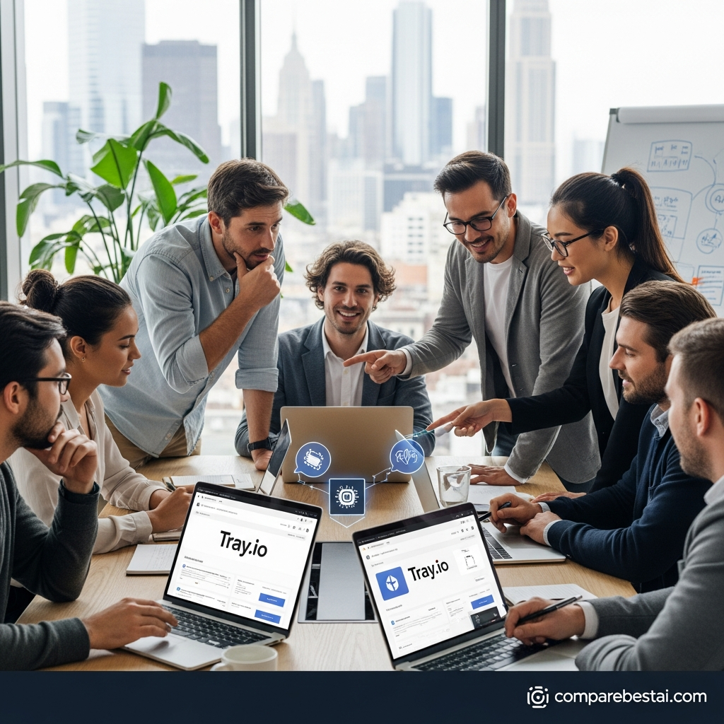 Key features of Tray.io (AI) workflow automation platform in 2026, including AI builder and enterprise integrations