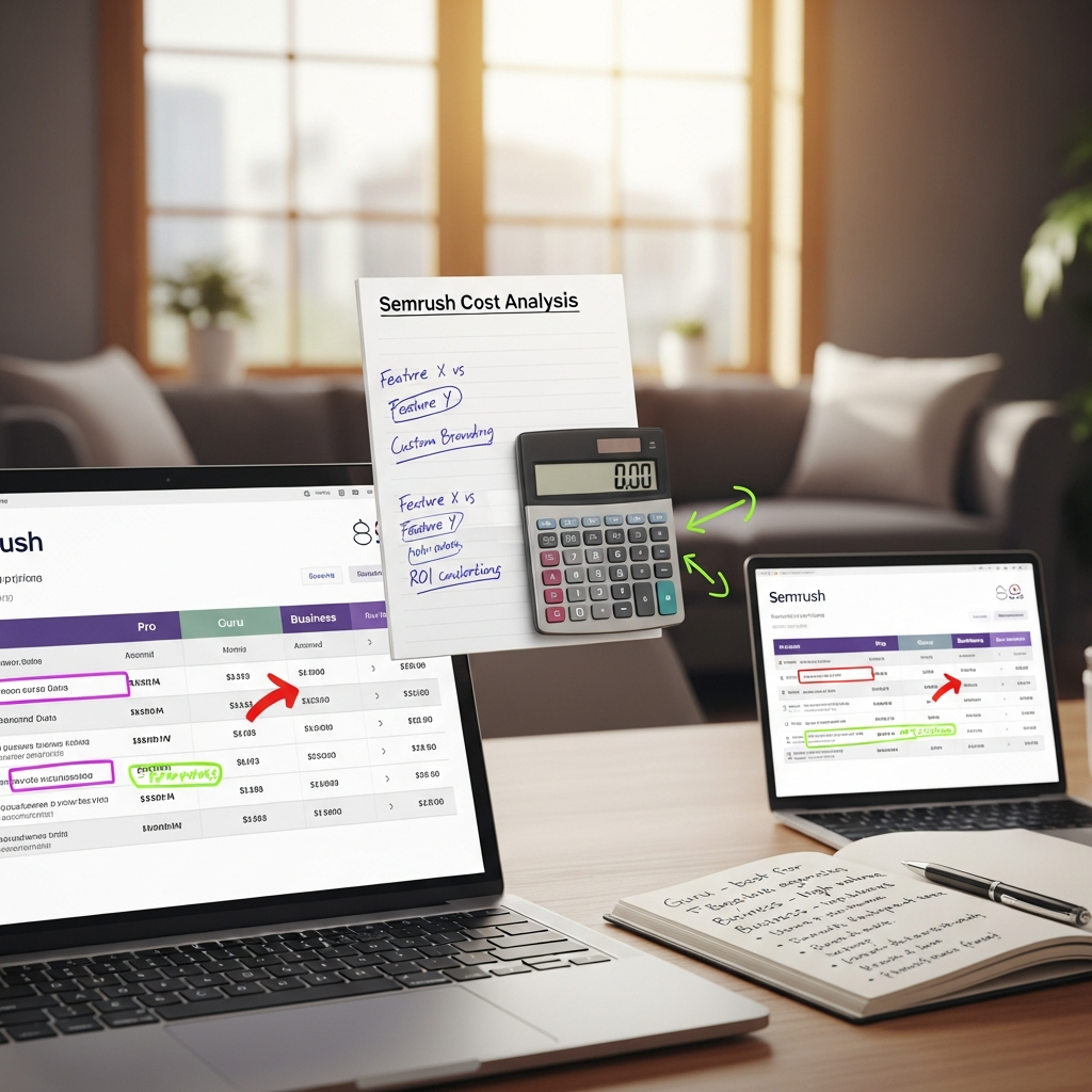 Semrush feature dashboard screenshot highlighting site audit, keyword research, content optimization, and backlink analytics for 2026.