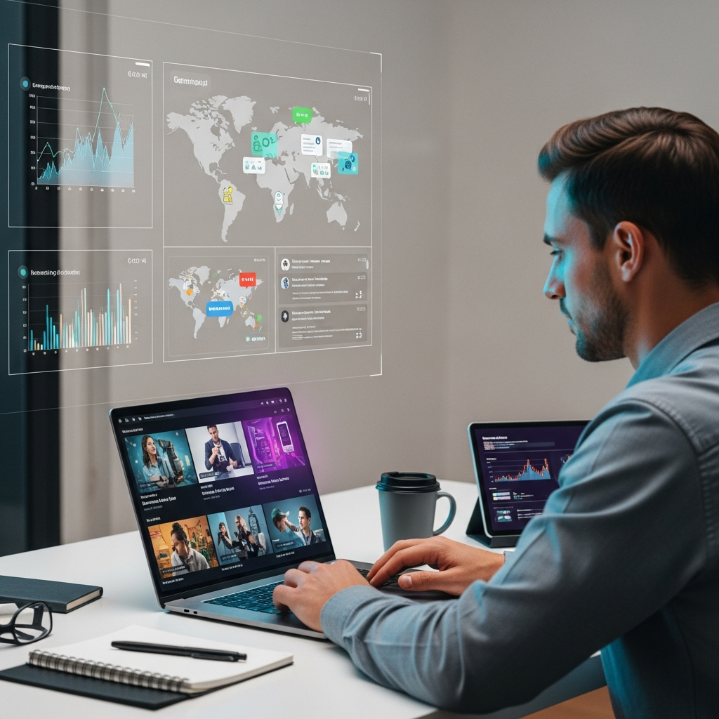 A breakdown of industries that benefit from moonvalley ai use cases, including marketing, education, and entertainment sectors, shown with related icons