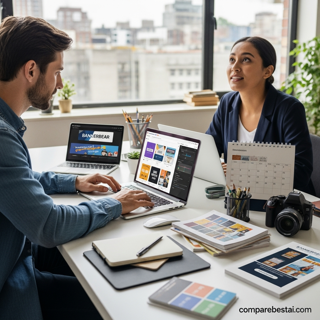 Bannerbear dashboard showing visual automation features, template editing, and API workflow builder for marketers and agencies seeking scalable creative production.