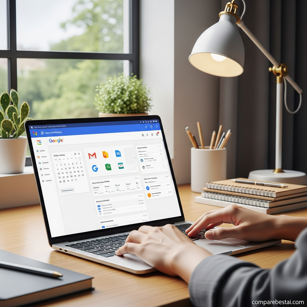 Googlews collaboration tools and AI workflow automation dashboard, showing team productivity features and unified workspace designed for business efficiency.