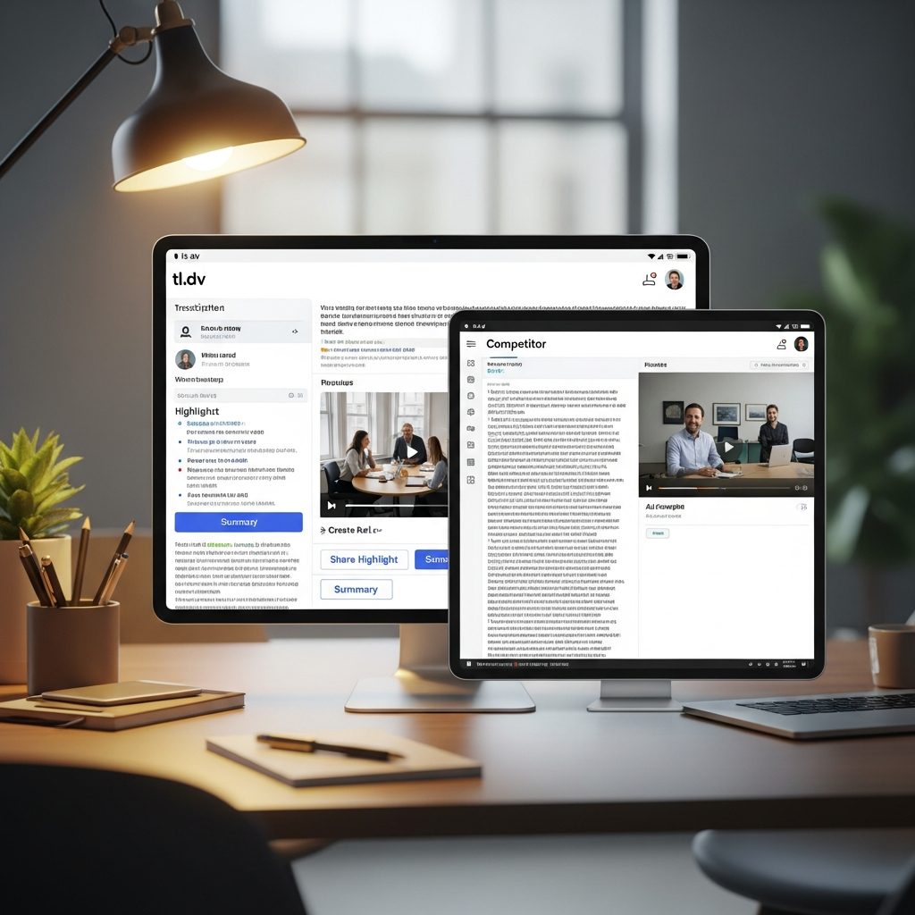 Screenshot demonstrating how tl;dv (ai) records, transcribes, and summarizes meetings using AI to automate team note-taking and knowledge capture in 2026