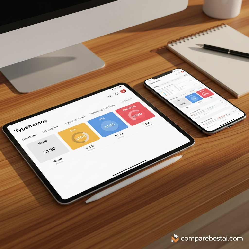 Typeframes platform interface showing AI-driven text-to-video workflow for marketers and teams